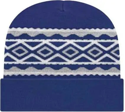 Cap America Rkd12 Diamond Pattern Knit with Cuff Beanie - True Royal - one Size Fits Most
