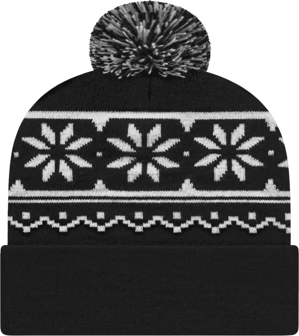 Cap America Rkf12 Snowflake Knit with Cuff Beanie - Black - one Size Fits Most