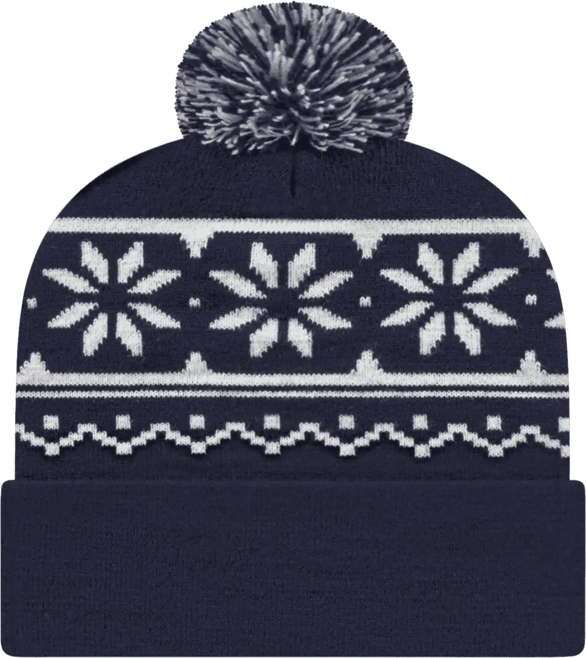 Cap America Rkf12 Snowflake Knit with Cuff Beanie - True Navy - one Size Fits Most