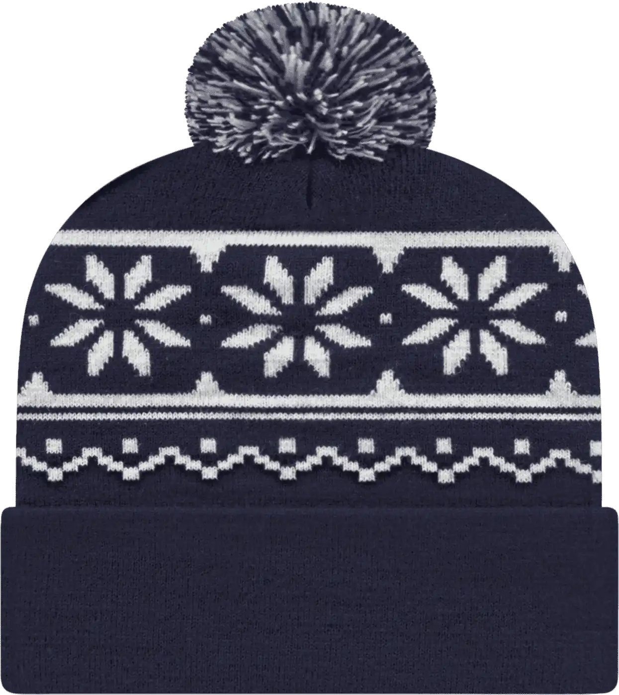 Cap America Rkf12 Snowflake Knit with Cuff Beanie - True Navy - one Size Fits Most