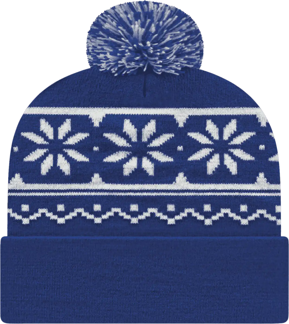 Cap America Rkf12 Snowflake Knit with Cuff Beanie - True Royal - one Size Fits Most