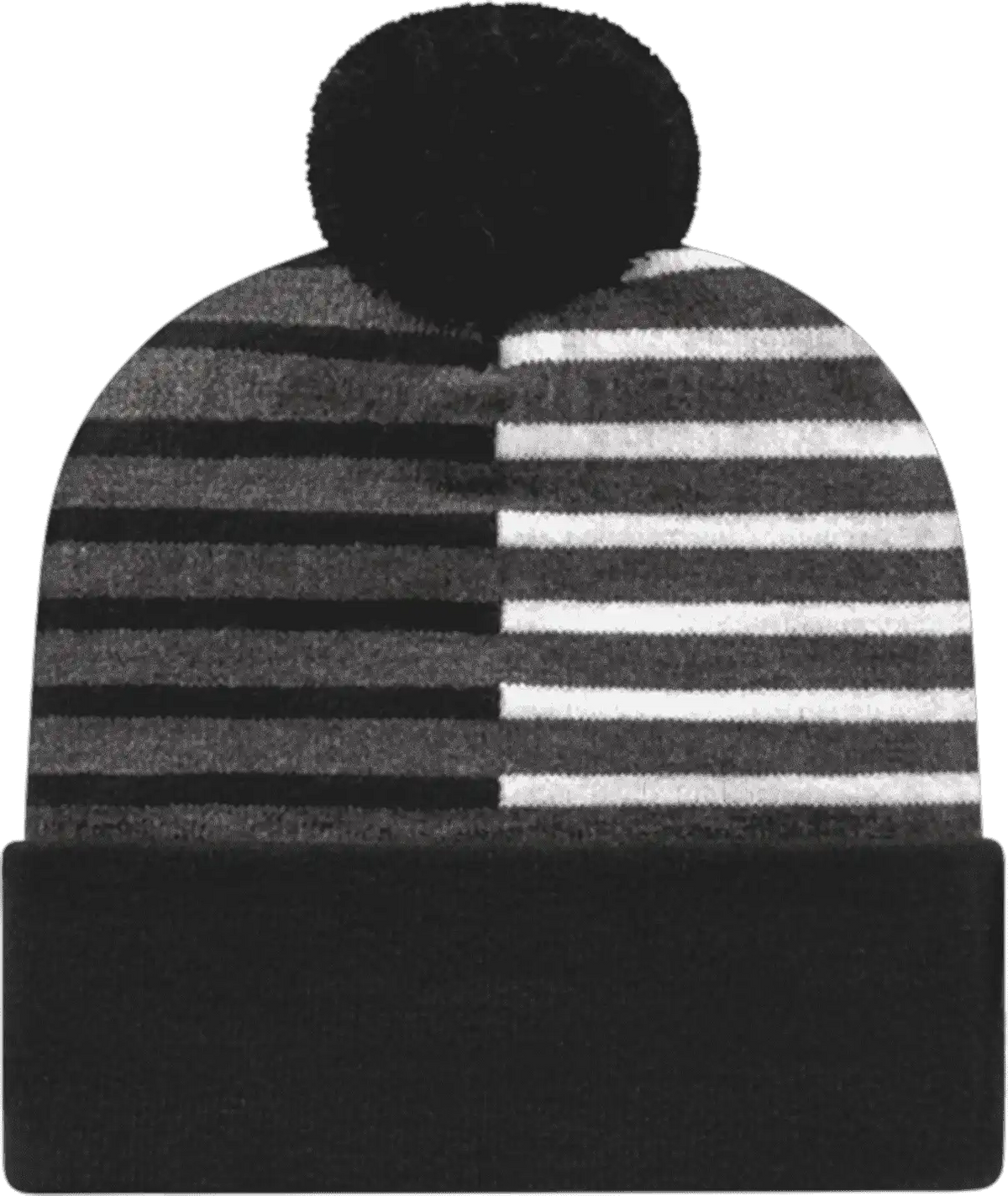 Cap America Rkh12 Usa Made Half Color Knit with Cuff Beanie Black White / one Size Fits Most