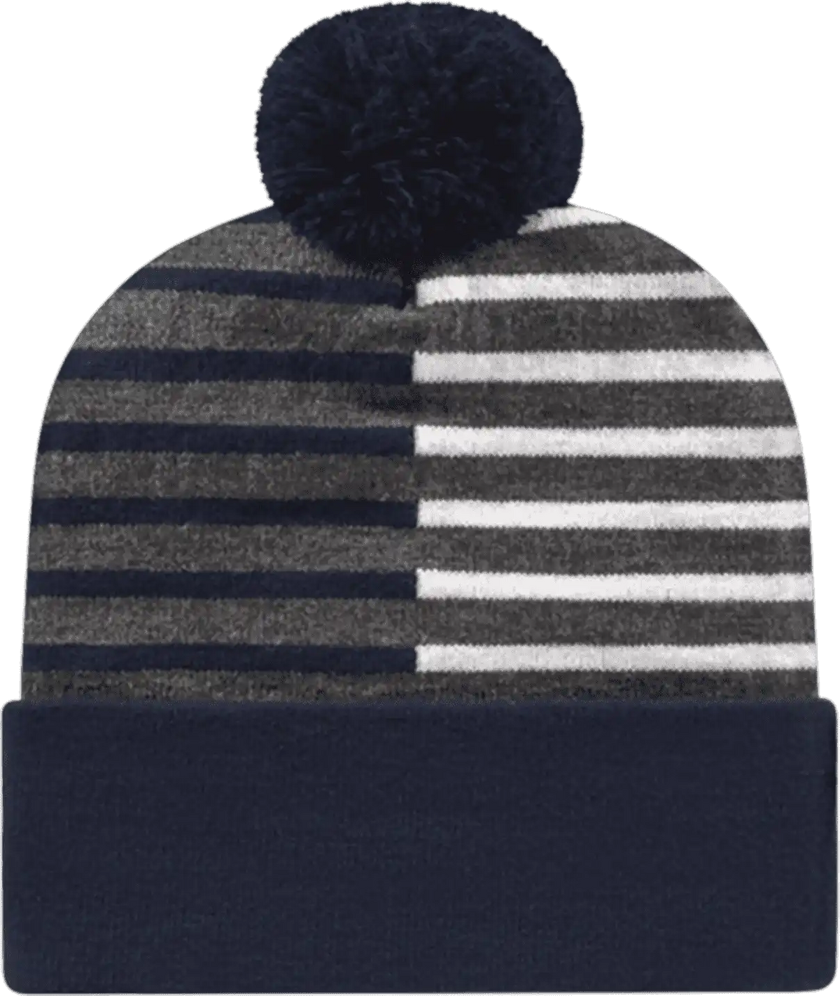 Cap America Rkh12 Usa Made Half Color Knit with Cuff Beanie - True Navy White - one Size Fits Most