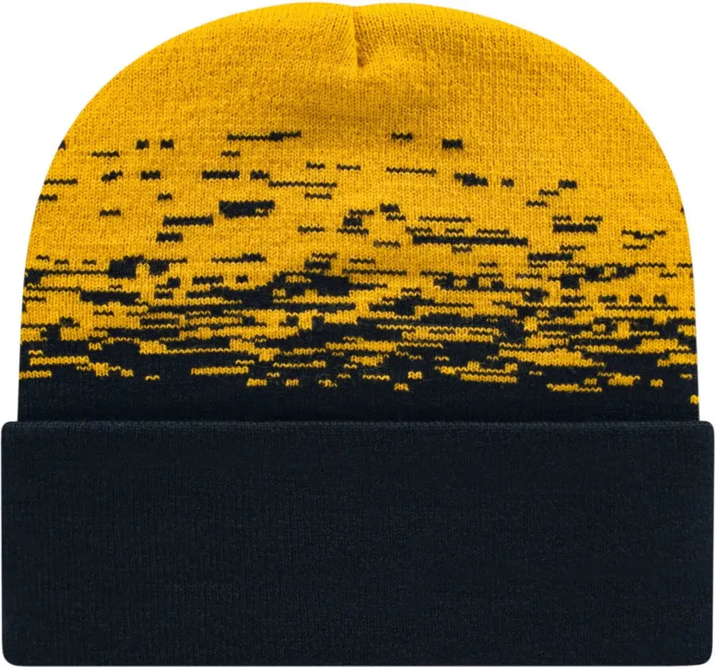 Cap America Rks12 Static Pattern Knit with Cuff - Black Athletic Gold - Black/athletic / one Size Fits Most