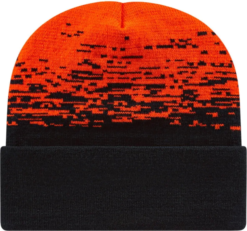 Cap America Rks12 Static Pattern Knit with Cuff - Black Deep Orange - Black/deep / one Size Fits Most