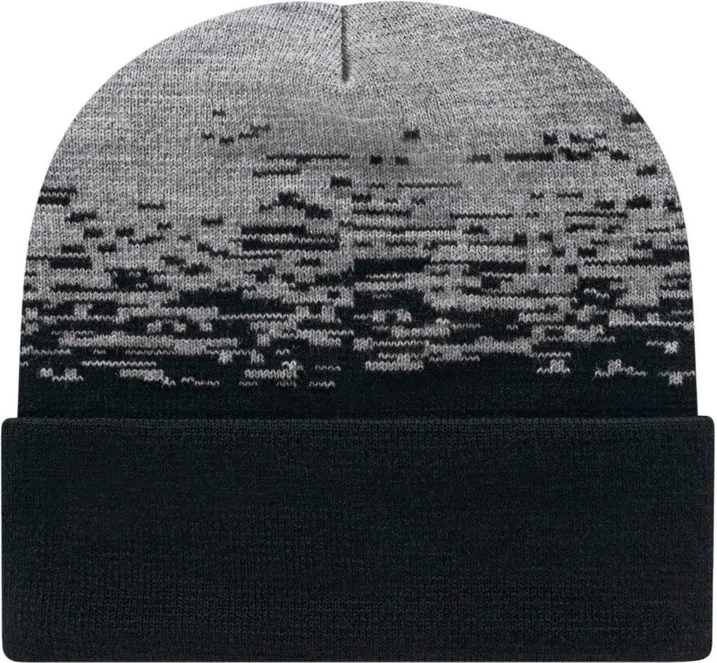 Cap America Rks12 Static Pattern Knit with Cuff - Black Heather