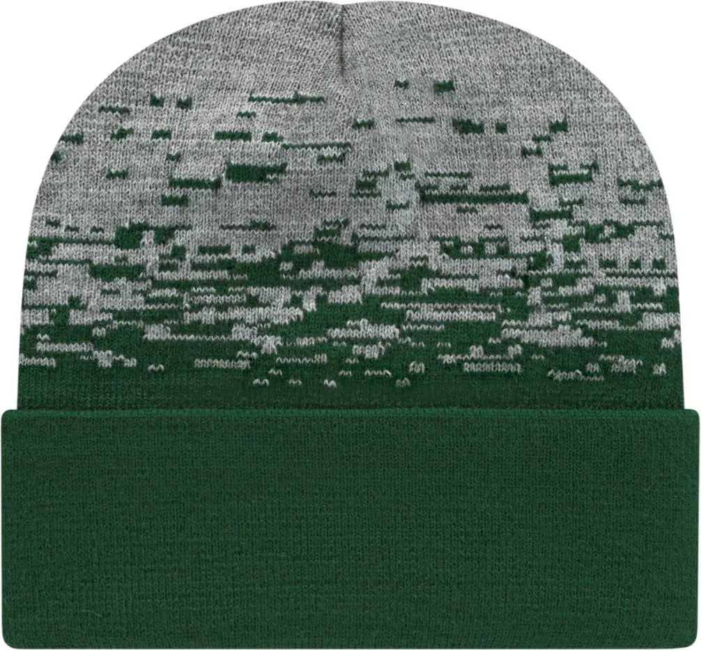 Cap America Rks12 Static Pattern Knit with Cuff - Forest Green Heather - Green/heather / one Size Fits Most