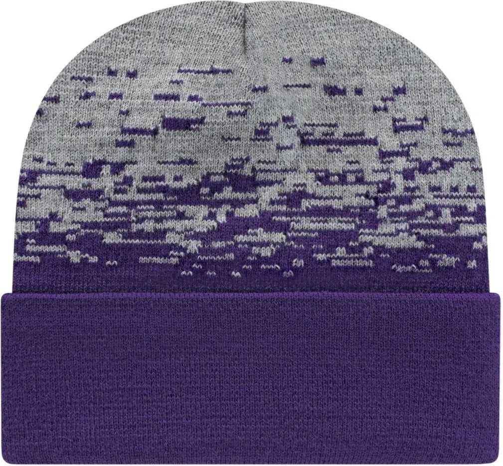 Cap America Rks12 Static Pattern Knit with Cuff - Purple Heather - Purple/heather / one Size Fits Most