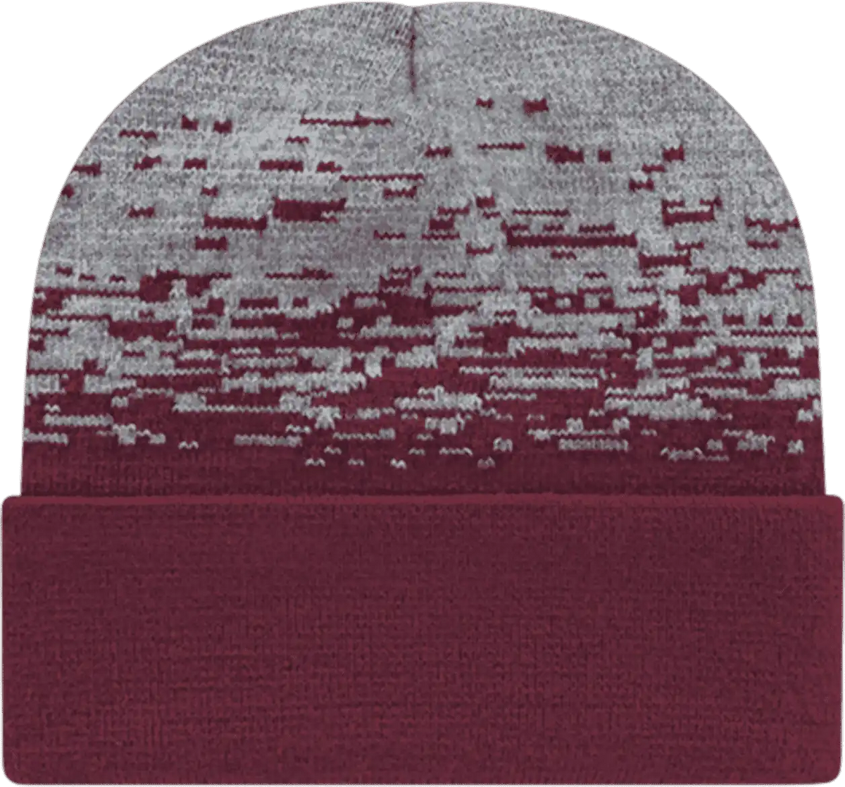 Cap America Rks12 Usa Made Static Pattern Knit with Cuff Beanie - Maroon Heather - Gray / one Size Fits Most