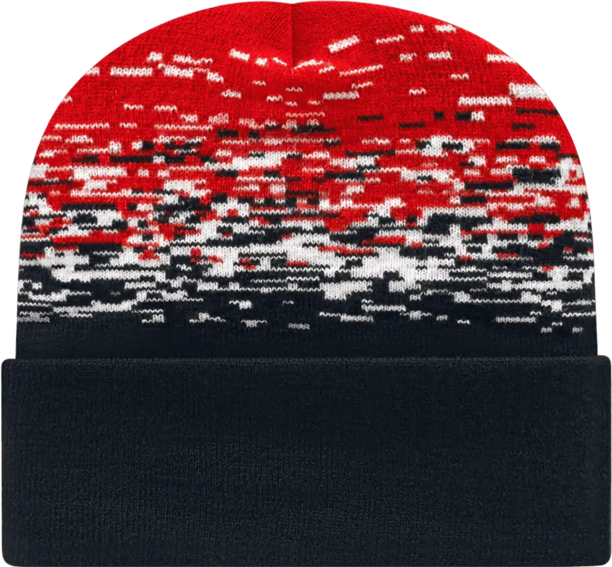 Cap America Rks12 Usa Made Static Pattern Knit with Cuff Beanie - Black White True Red - one Size Fits Most