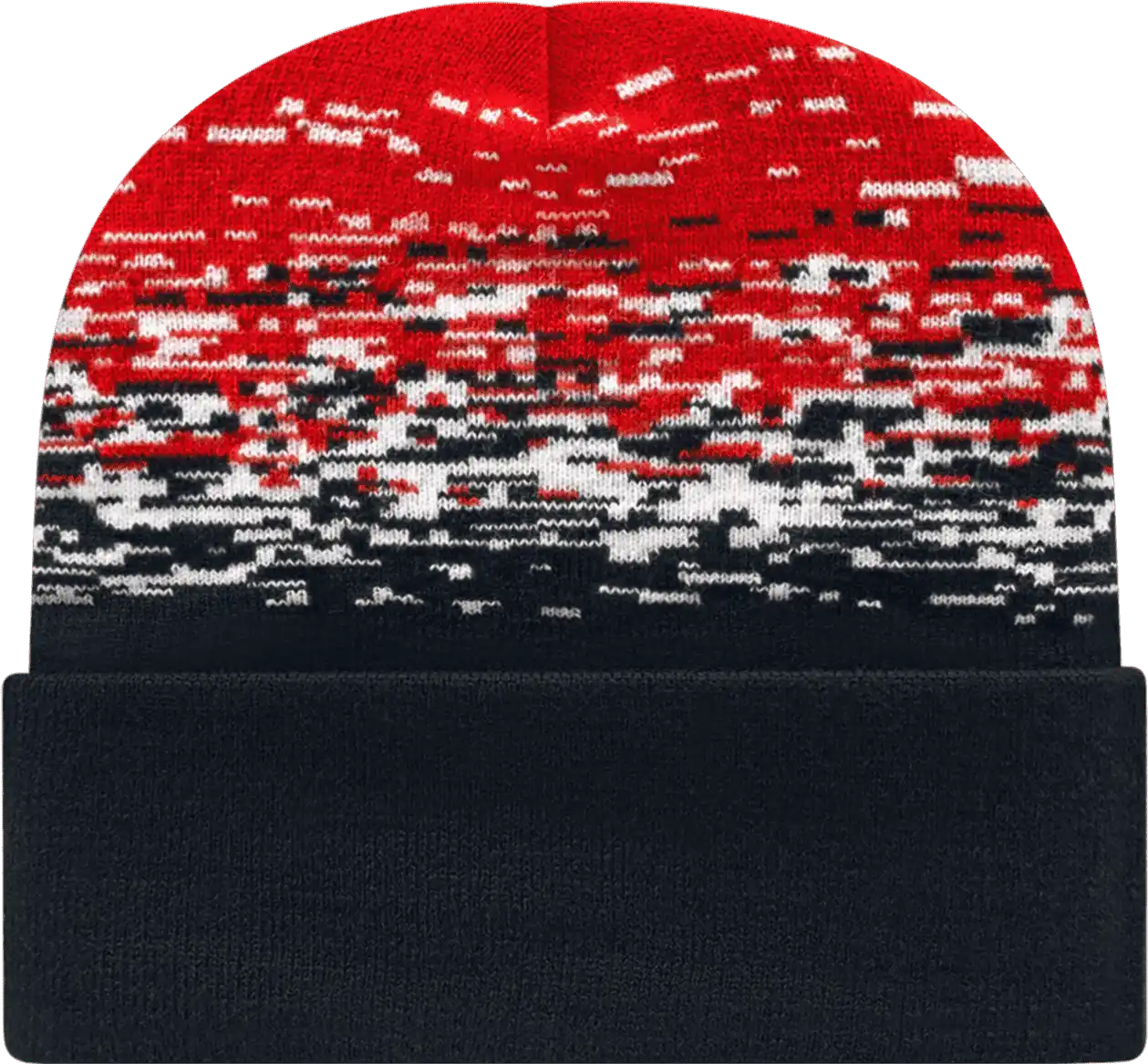 Cap America Rks12 Usa Made Static Pattern Knit with Cuff Beanie - Black White True Red - one Size Fits Most