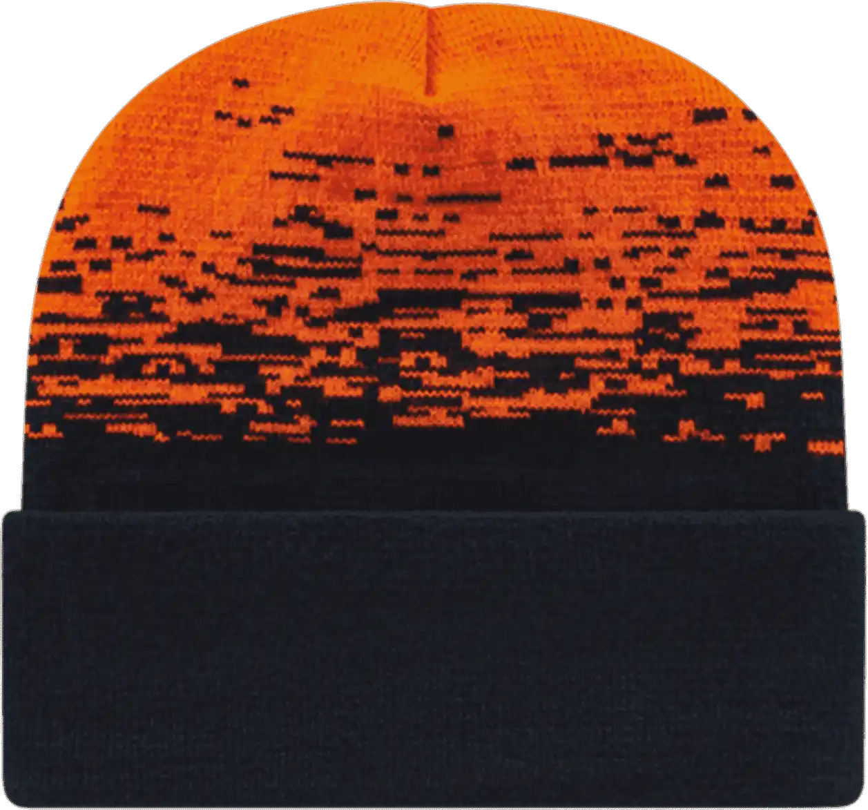 Cap America Rks12 Usa Made Static Pattern Knit with Cuff Beanie Black Deep Orange / one Size Fits Most
