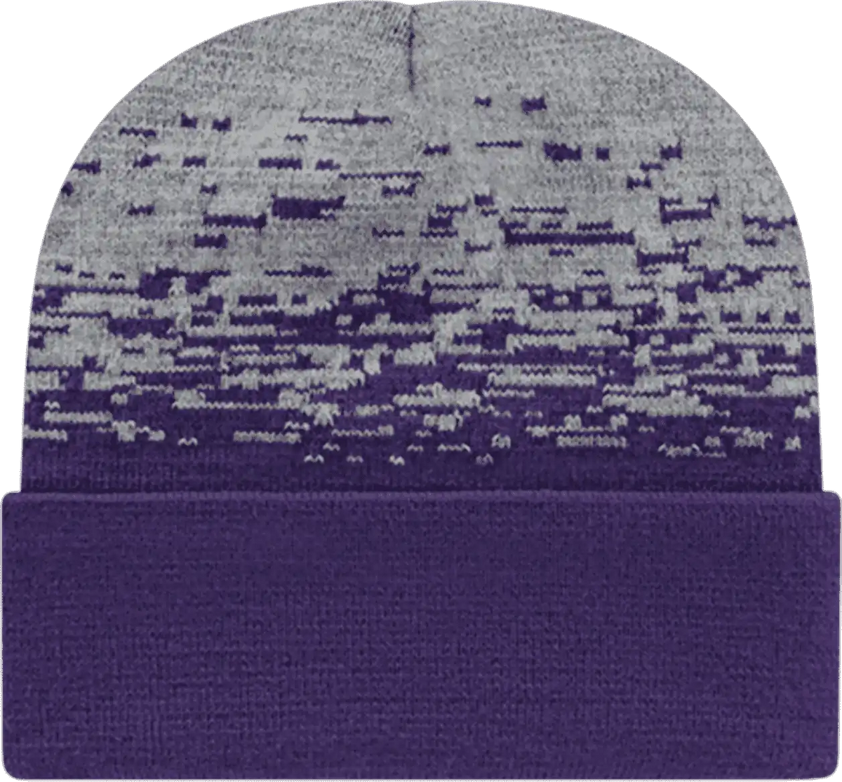 Cap America Rks12 Usa Made Static Pattern Knit with Cuff Beanie - Purple Heather - Gray / one Size Fits Most