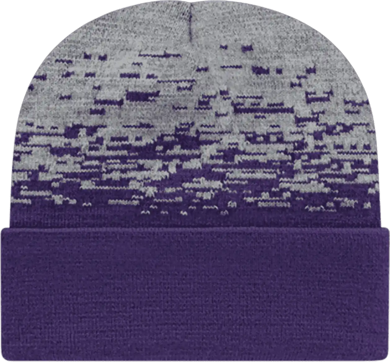 Cap America Rks12 Usa Made Static Pattern Knit with Cuff Beanie - Purple Heather - Gray / one Size Fits Most