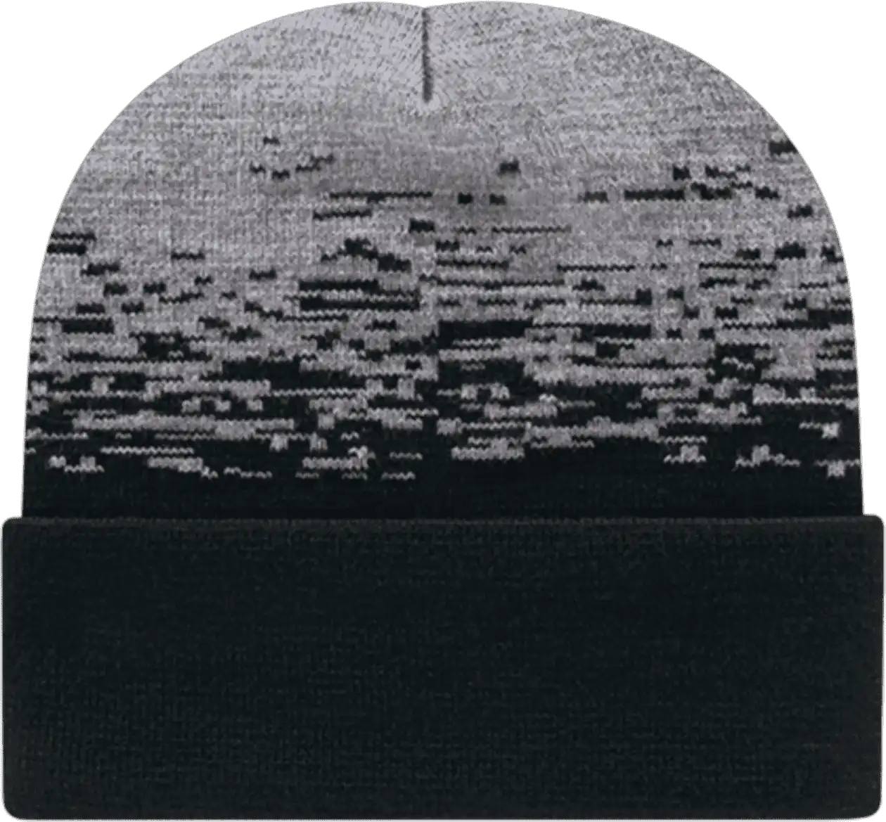 Cap America Rks12 Usa Made Static Pattern Knit with Cuff Beanie - Black Heather - Gray / one Size Fits Most