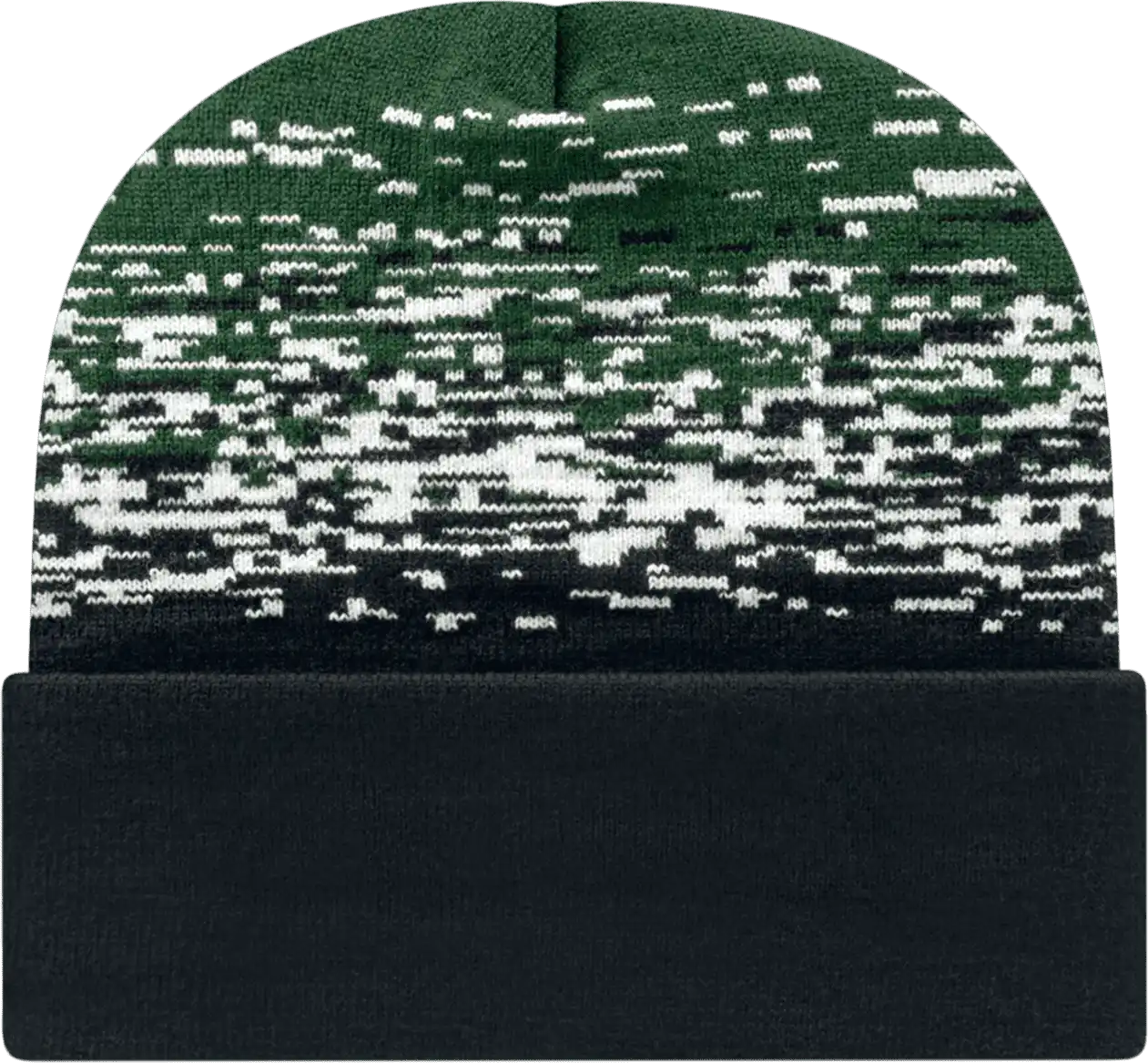 Cap America Rks12 Usa Made Static Pattern Knit with Cuff Beanie - Black White Forest Green - one Size Fits Most