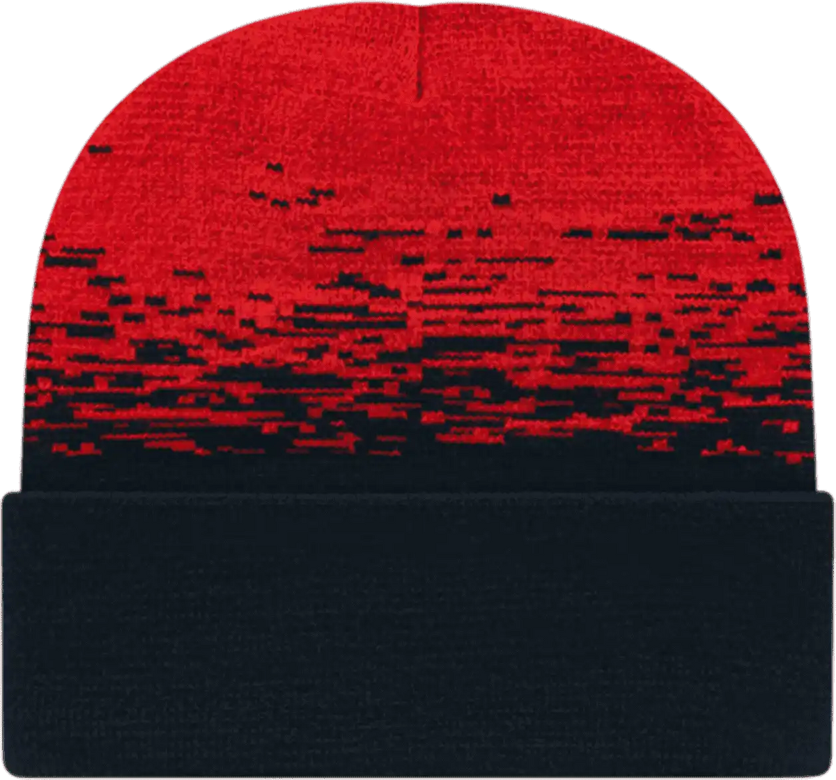 Cap America Rks12 Usa Made Static Pattern Knit with Cuff Beanie - Black True Red - one Size Fits Most