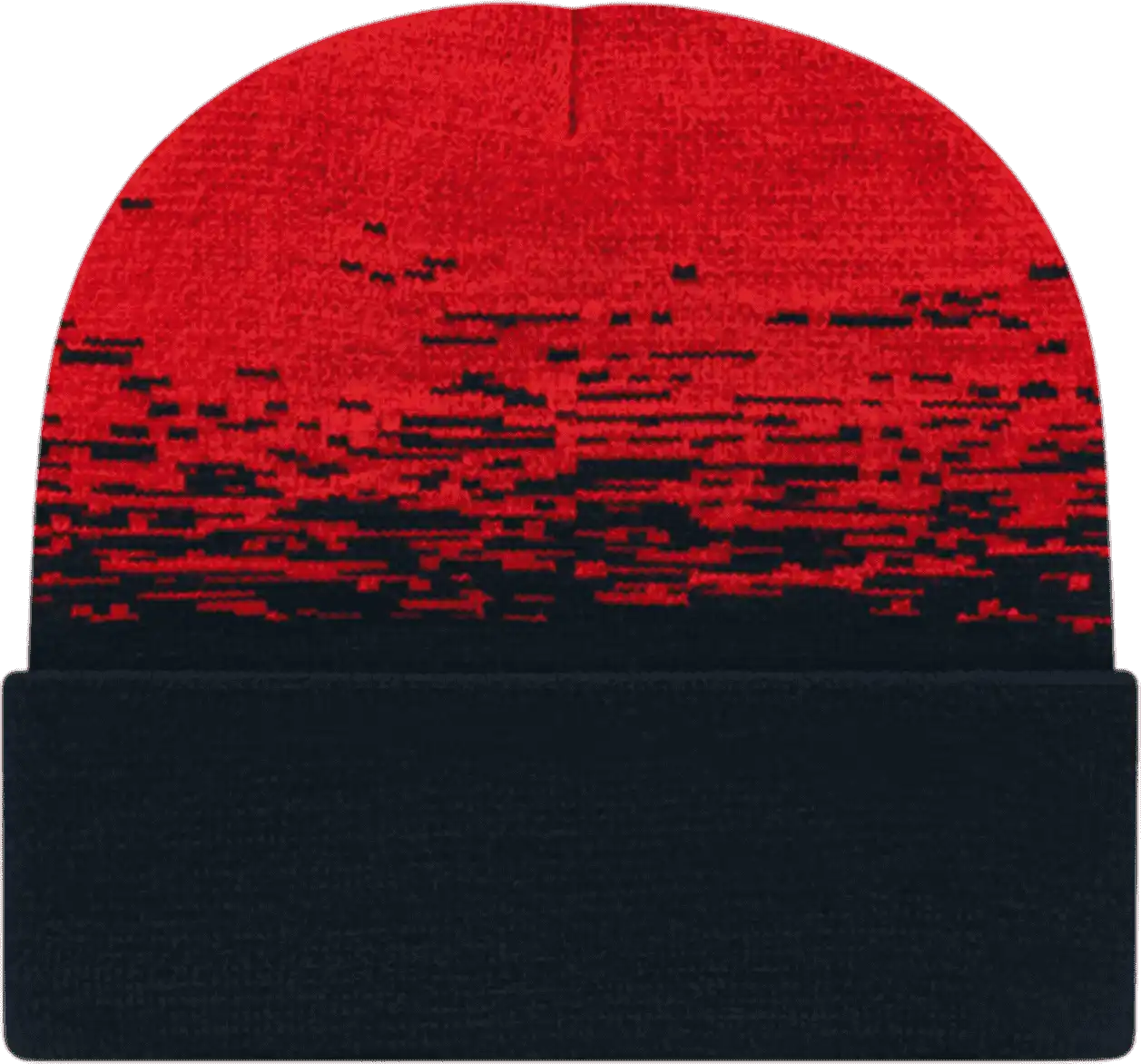 Cap America Rks12 Usa Made Static Pattern Knit with Cuff Beanie - Black True Red - one Size Fits Most