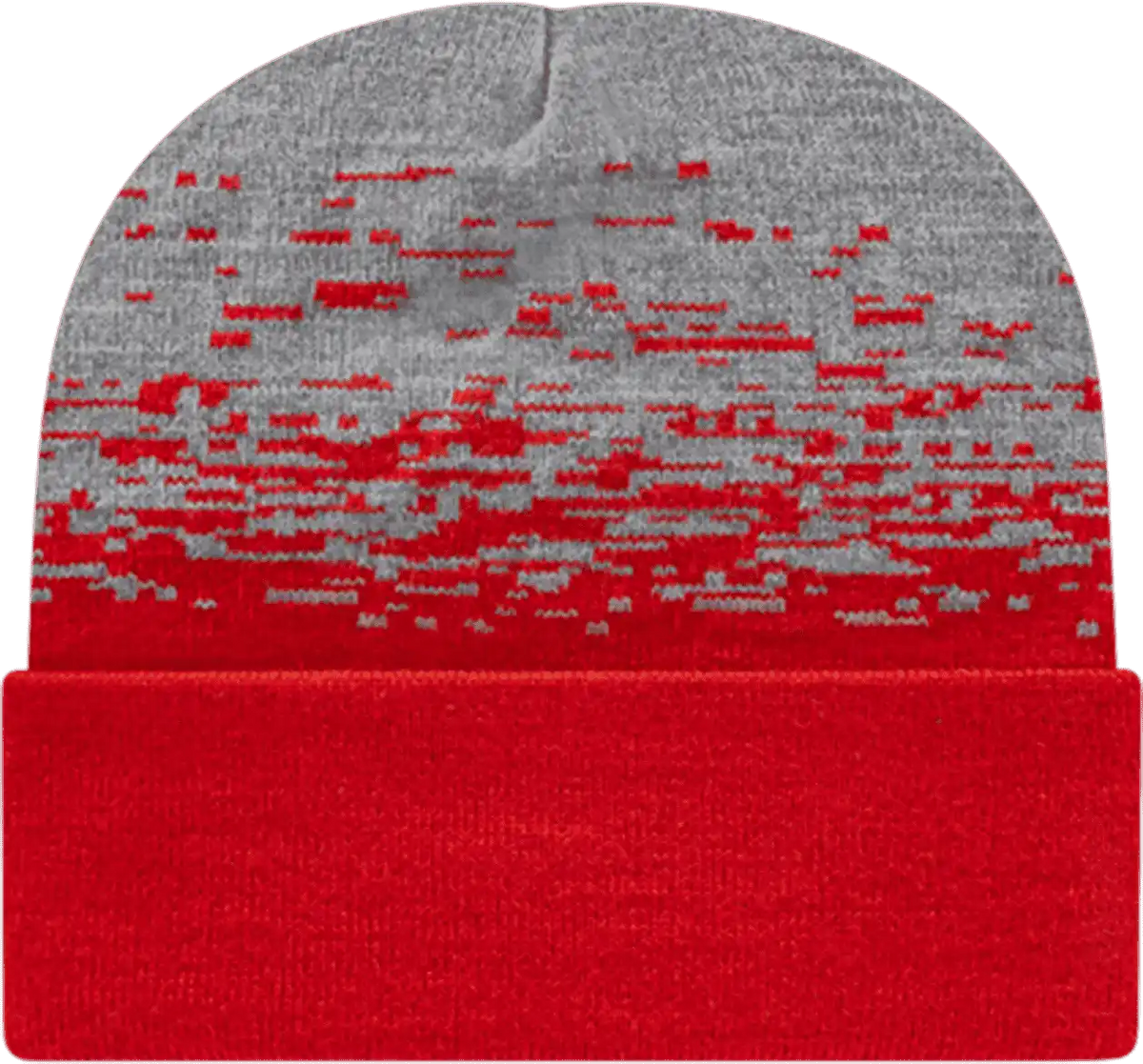Cap America Rks12 Usa Made Static Pattern Knit with Cuff Beanie - True Red Heather - Gray / one Size Fits Most