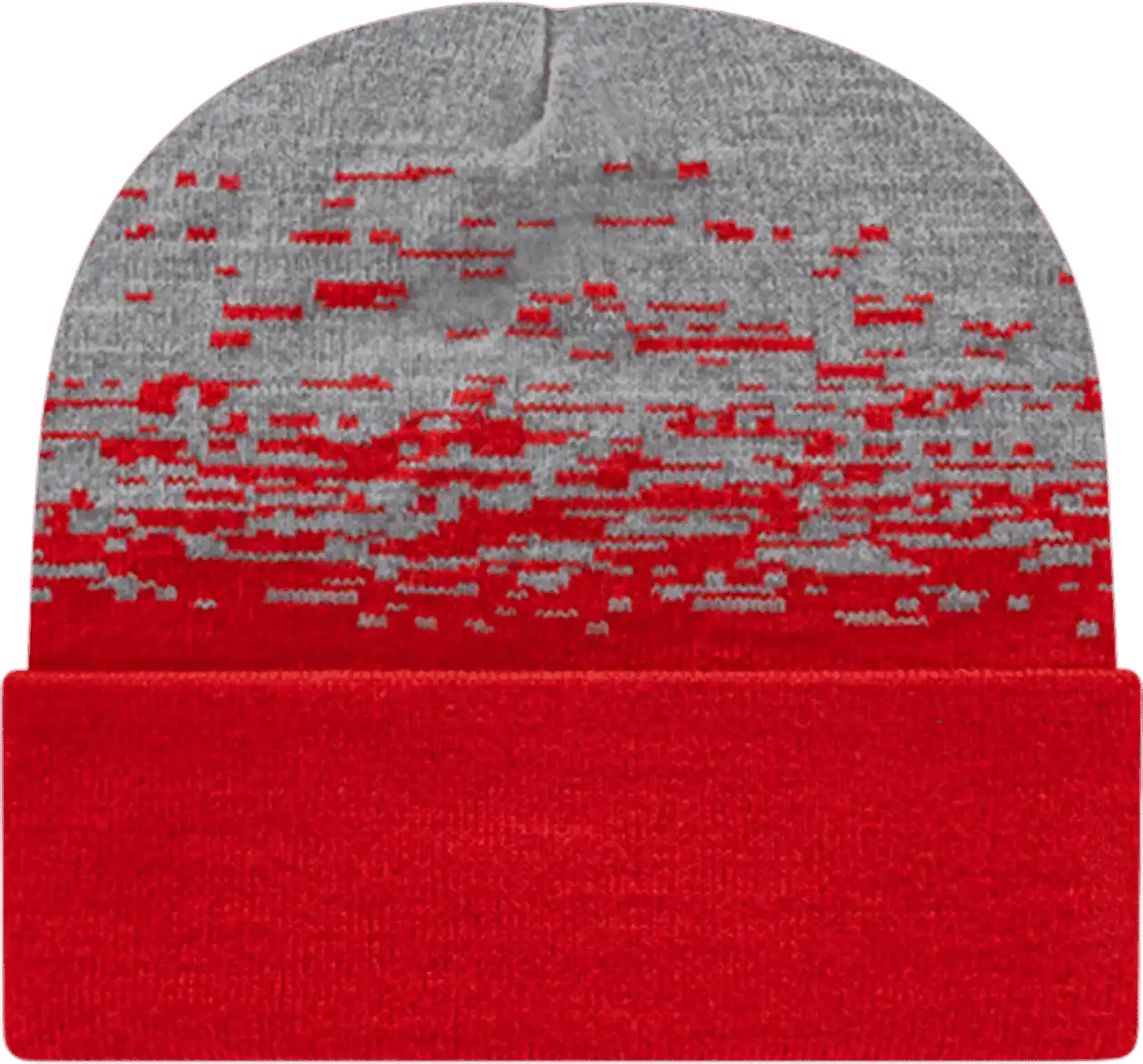 Cap America Rks12 Usa Made Static Pattern Knit with Cuff Beanie - True Red Heather - Gray / one Size Fits Most