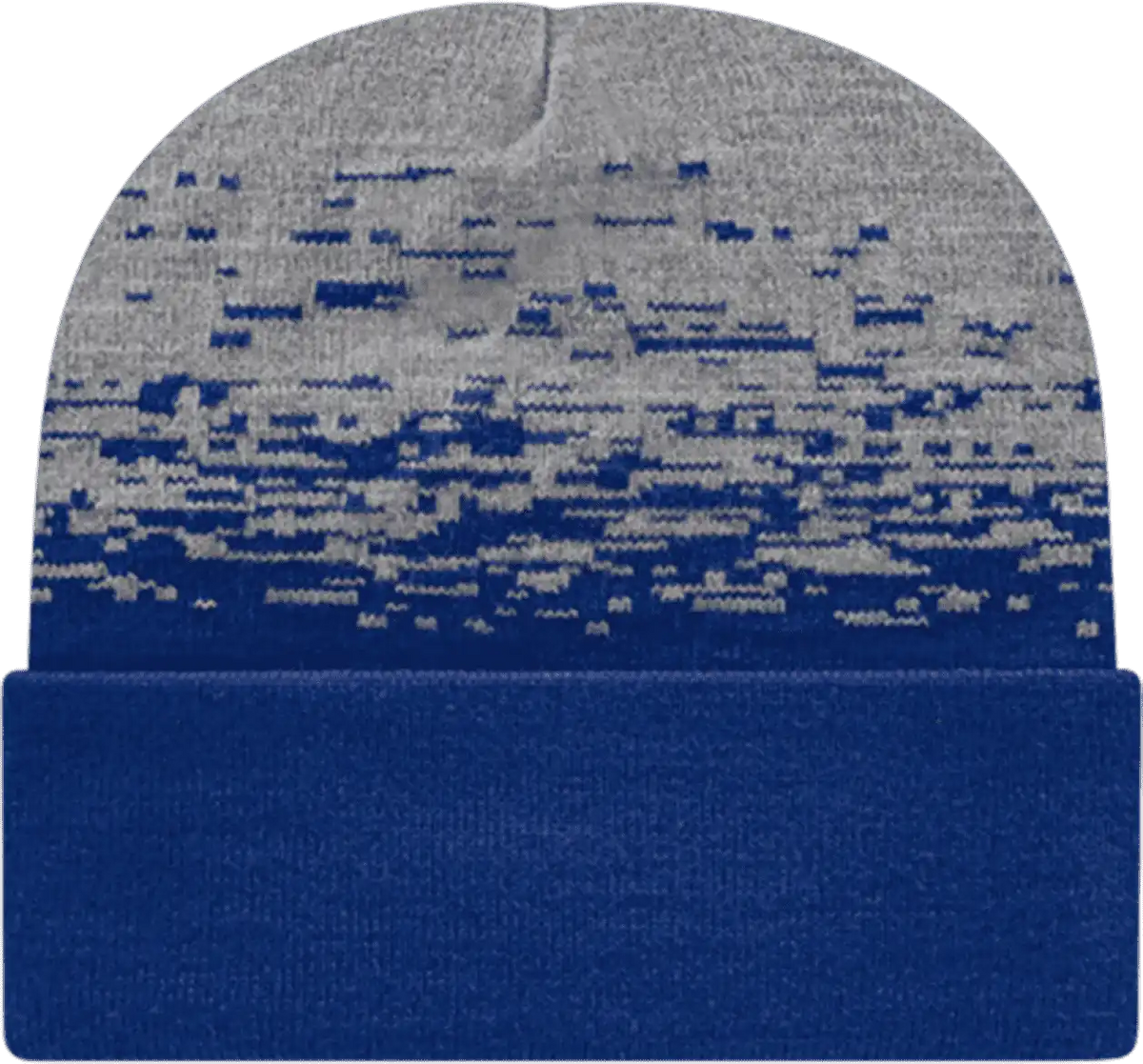 Cap America Rks12 Usa Made Static Pattern Knit with Cuff Beanie - True Royal Heather - Gray / one Size Fits Most