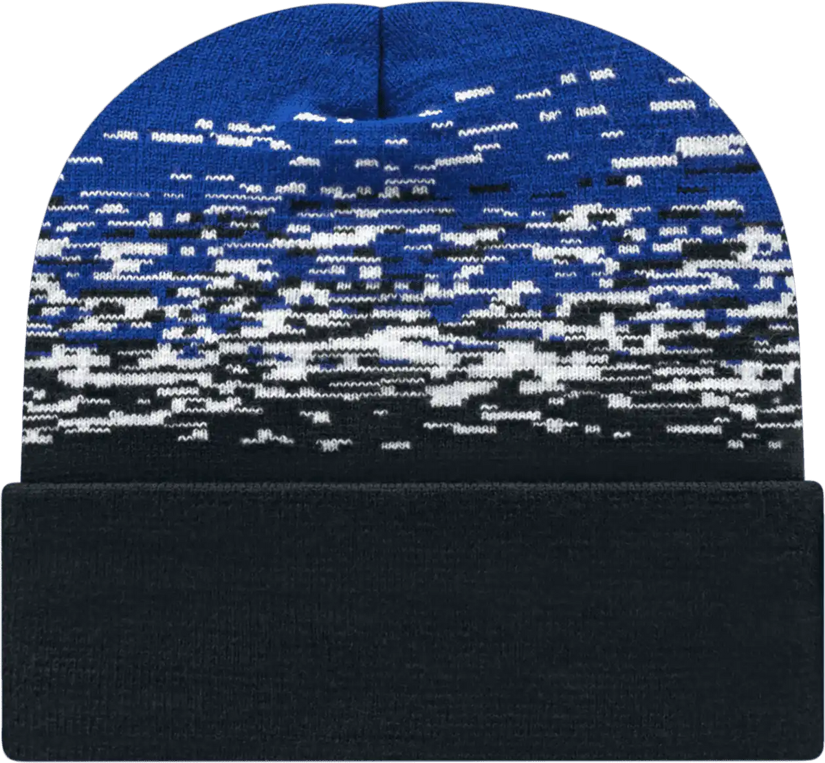 Cap America Rks12 Usa Made Static Pattern Knit with Cuff Beanie Black White True Royal / one Size Fits Most
