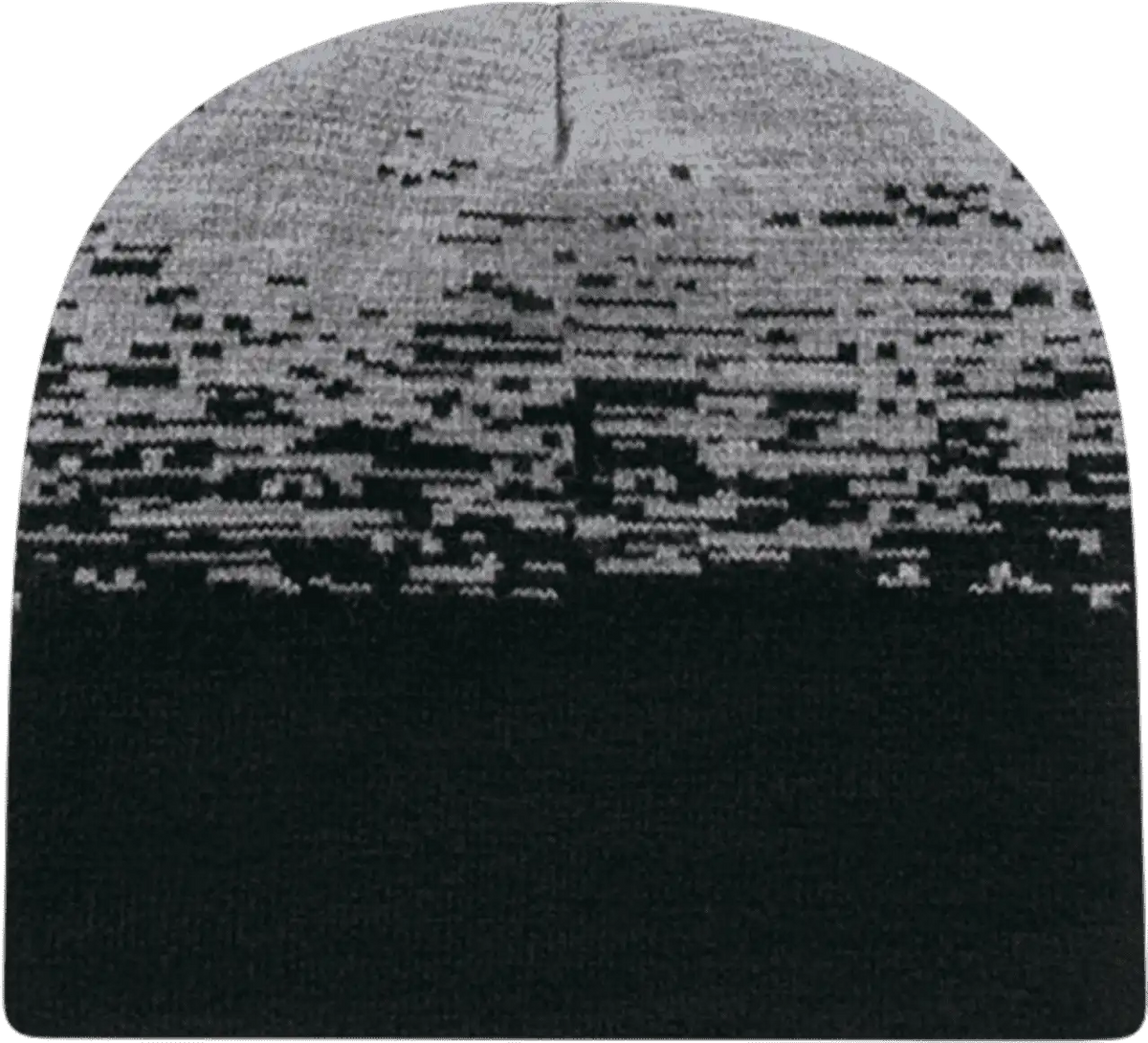 Cap America Rks9 Usa Made Static Pattern Knit Beanie - Black Heather - Gray / one Size Fits Most
