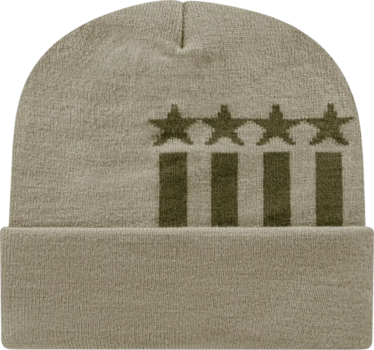 Cap America Rkstar12 Usa Made Stars & Stripes Knit with Cuff Beanie Khaki Olive / one Size Fits Most