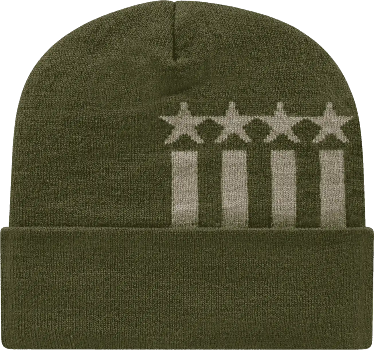Cap America Rkstar12 Usa Made Stars & Stripes Knit with Cuff Beanie - Olive Khaki - one Size Fits Most