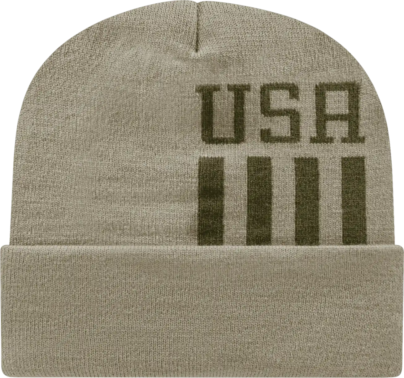 Cap America Rkusa12 Usa Made Patriotic Knit with Cuff Beanie - Khaki Olive - one Size Fits Most