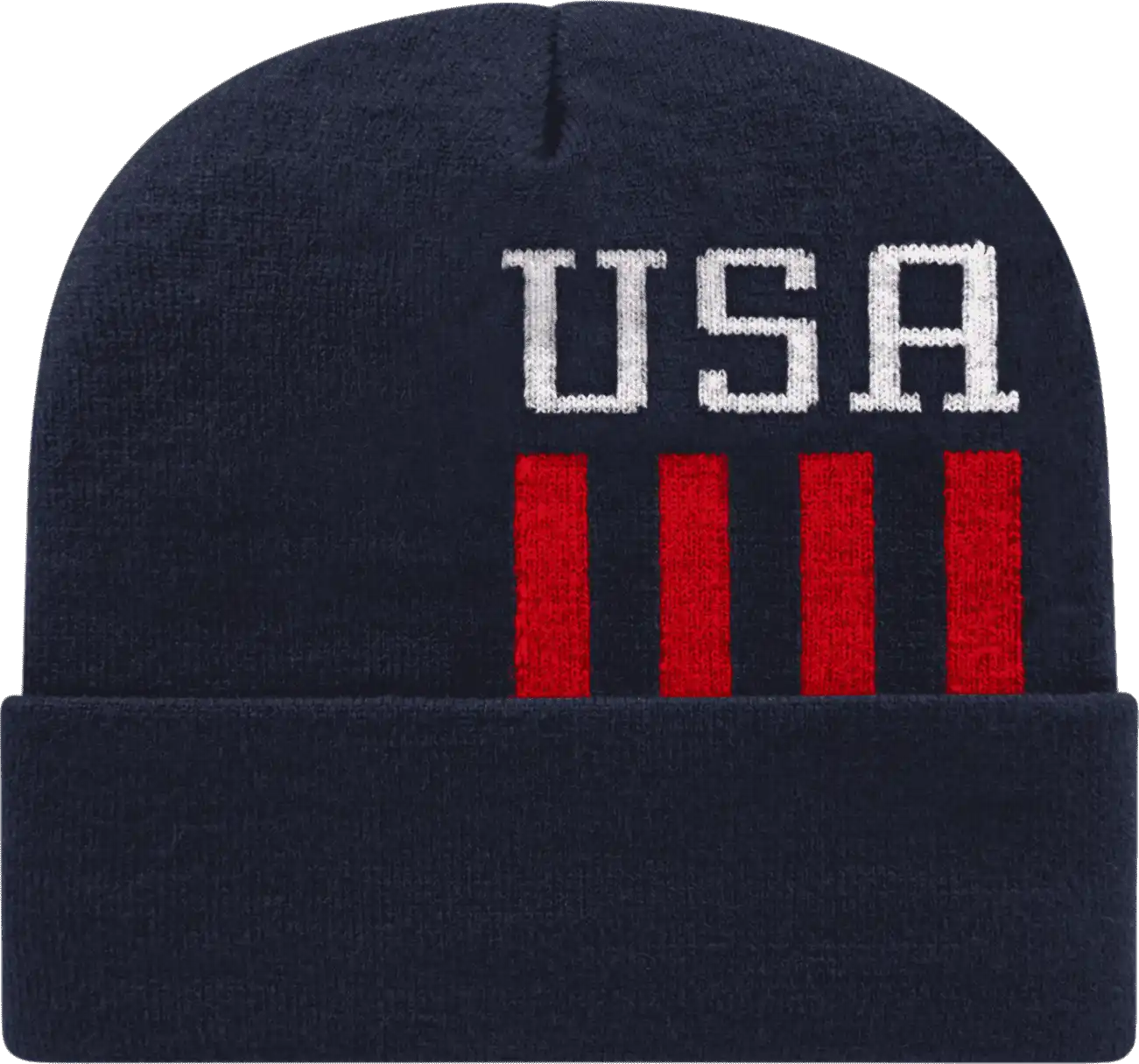 Cap America Rkusa12 Usa Made Patriotic Knit with Cuff Beanie - Navy White Red - one Size Fits Most