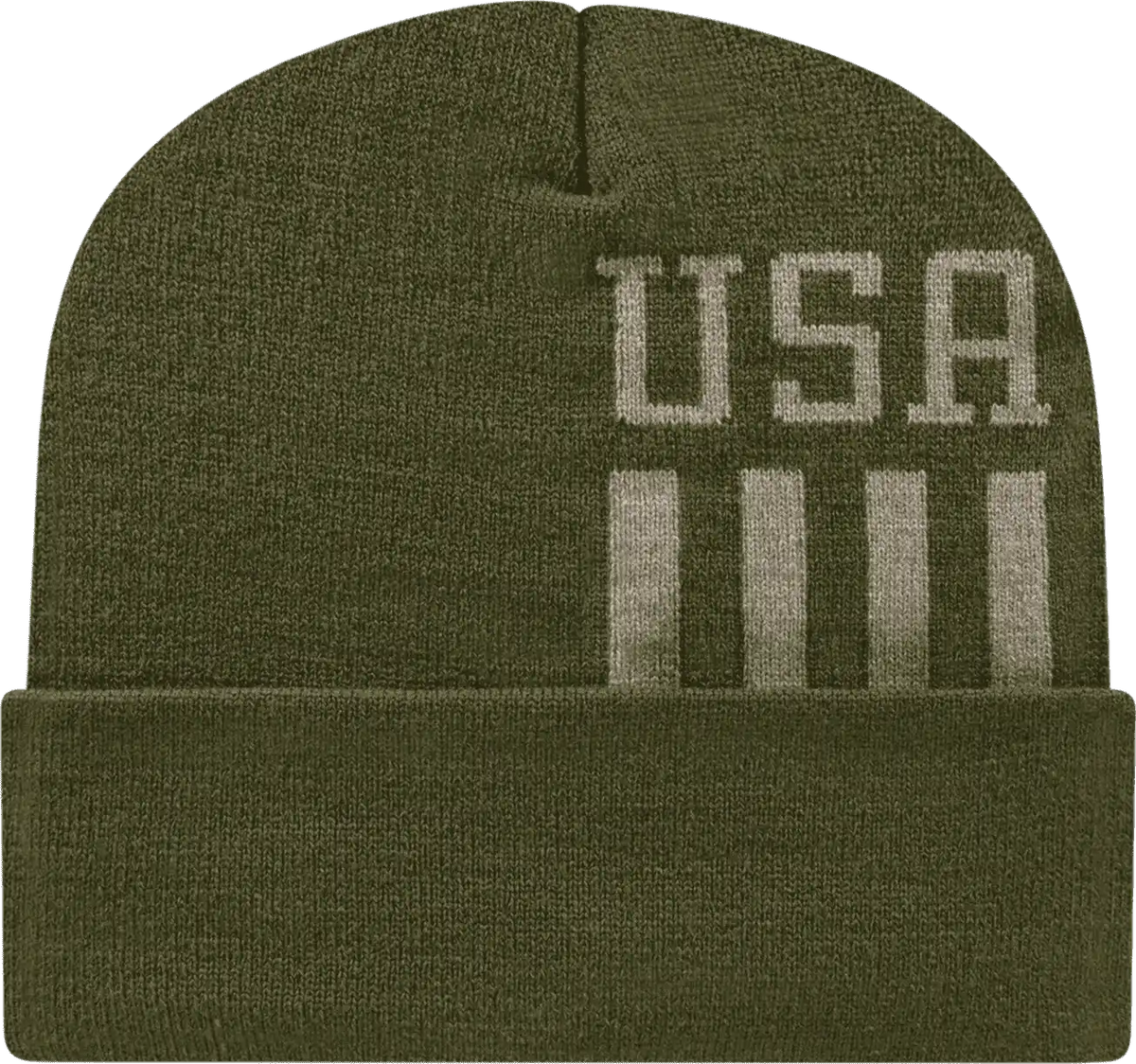 Cap America Rkusa12 Usa Made Patriotic Knit with Cuff Beanie - Olive Khaki - one Size Fits Most