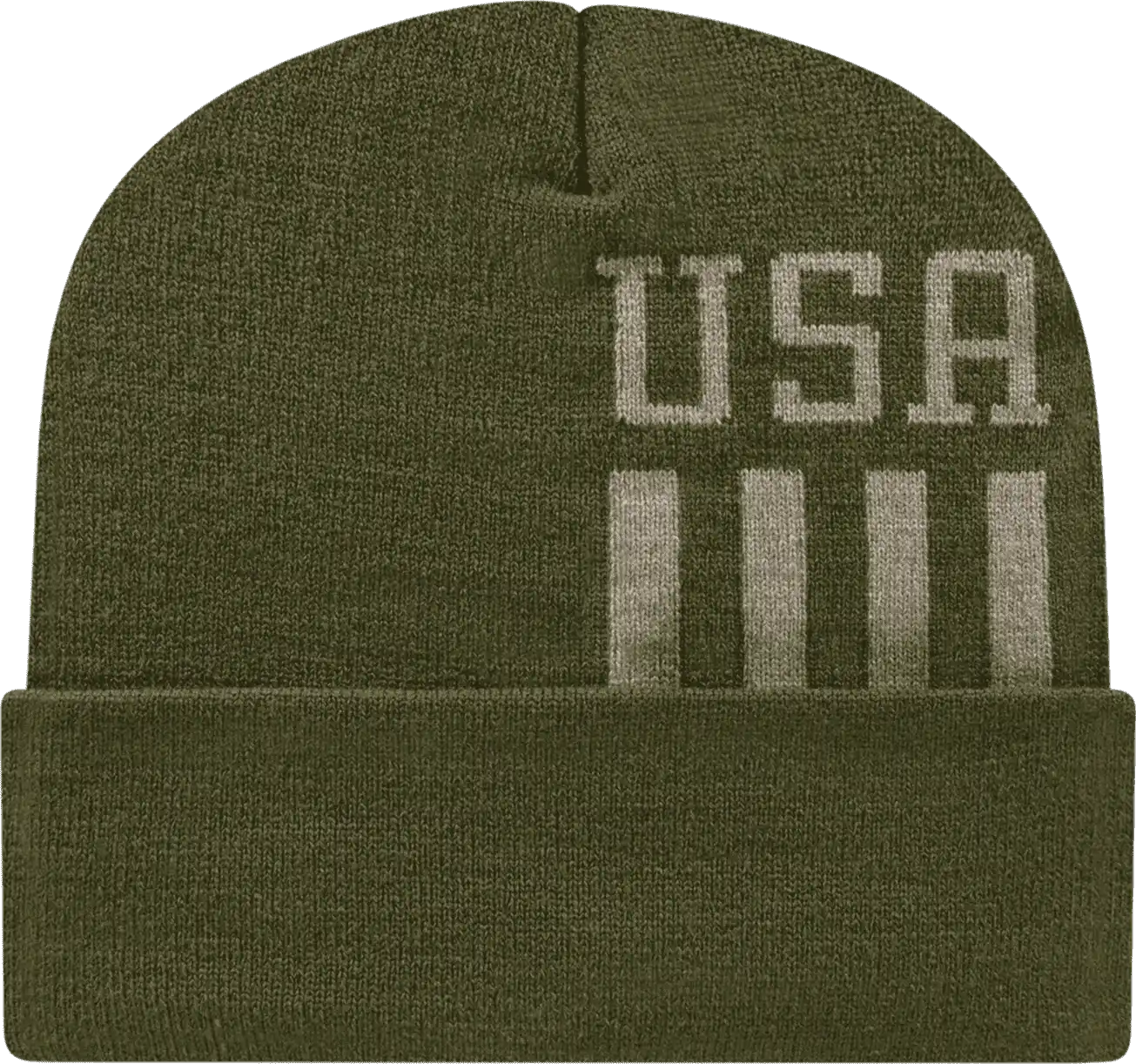 Cap America Rkusa12 Usa Made Patriotic Knit with Cuff Beanie - Olive Khaki - one Size Fits Most