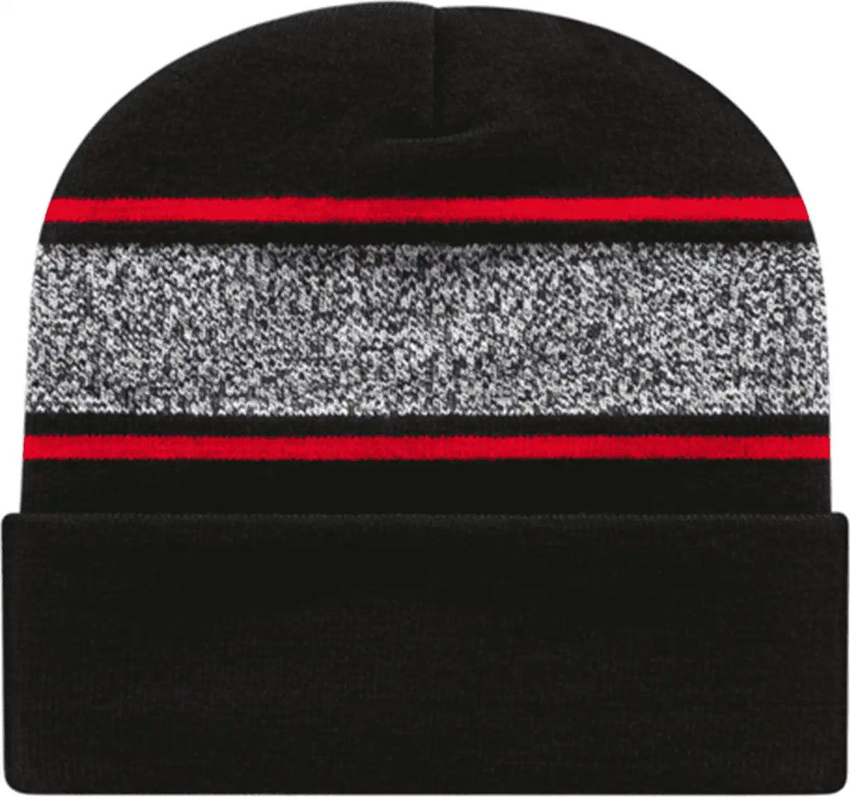 Cap America Rkv12 Usa Made Variegated Striped Knit with Cuff Beanie Black True Red / one Size Fits Most