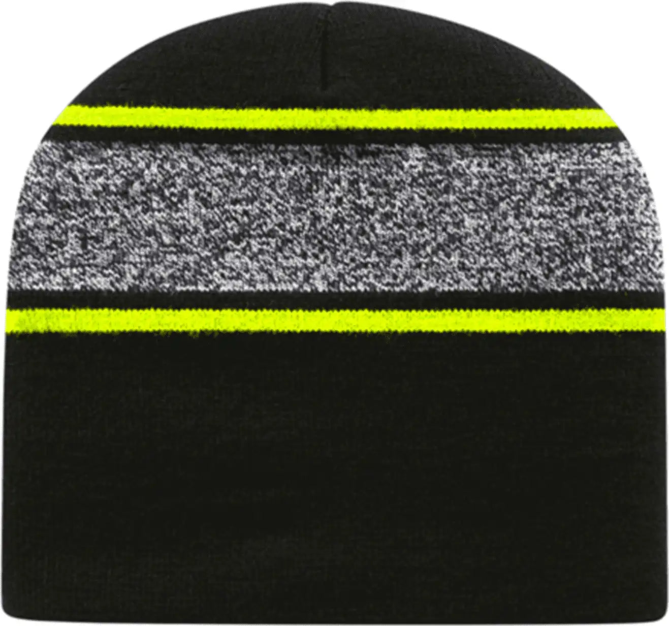 Cap America Rkv9 Usa Made Variegated Striped Beanie - Black Neon Yellow - one Size Fits Most