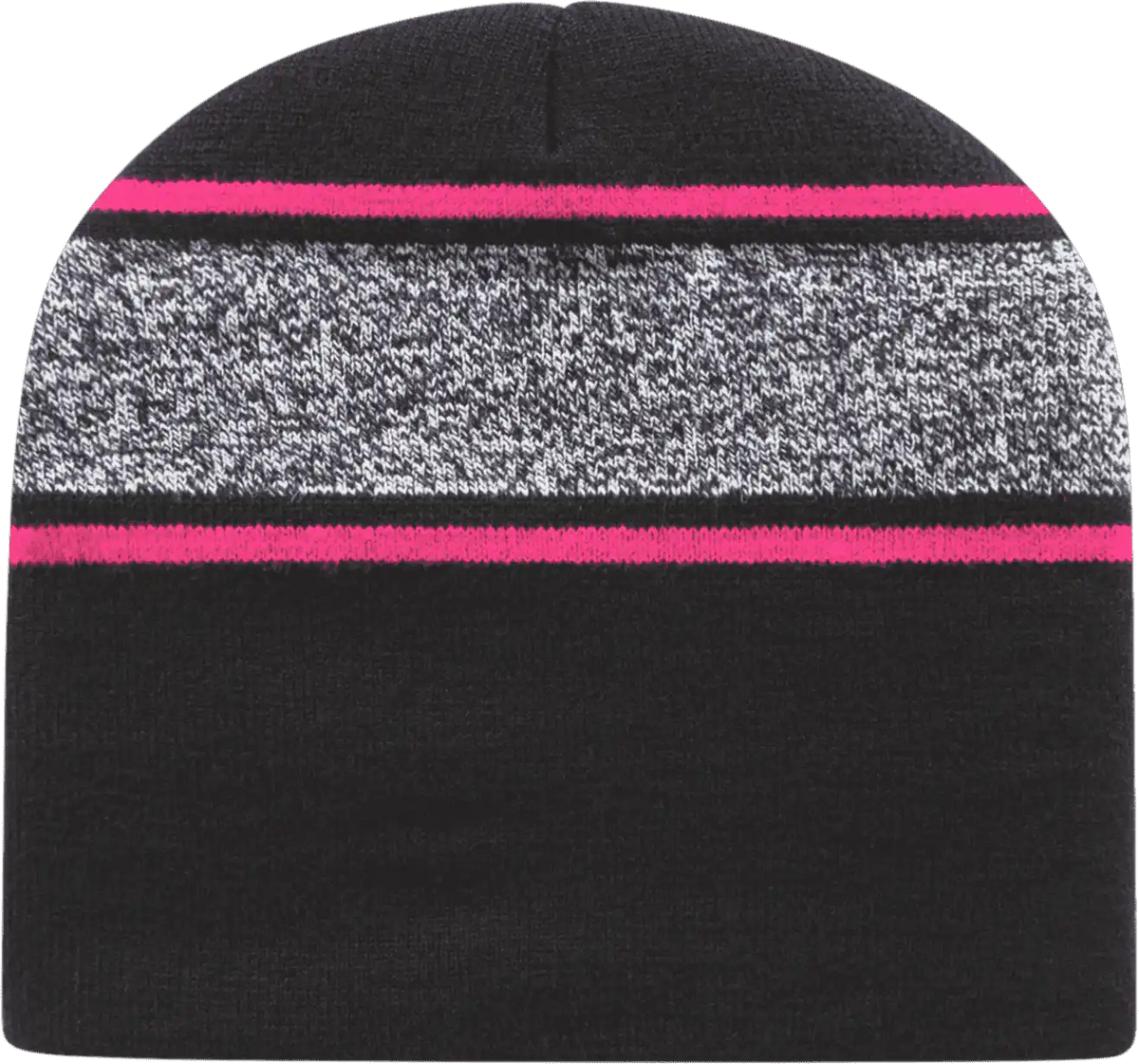 Cap America Rkv9 Usa Made Variegated Striped Beanie - Black Neon Pink - one Size Fits Most