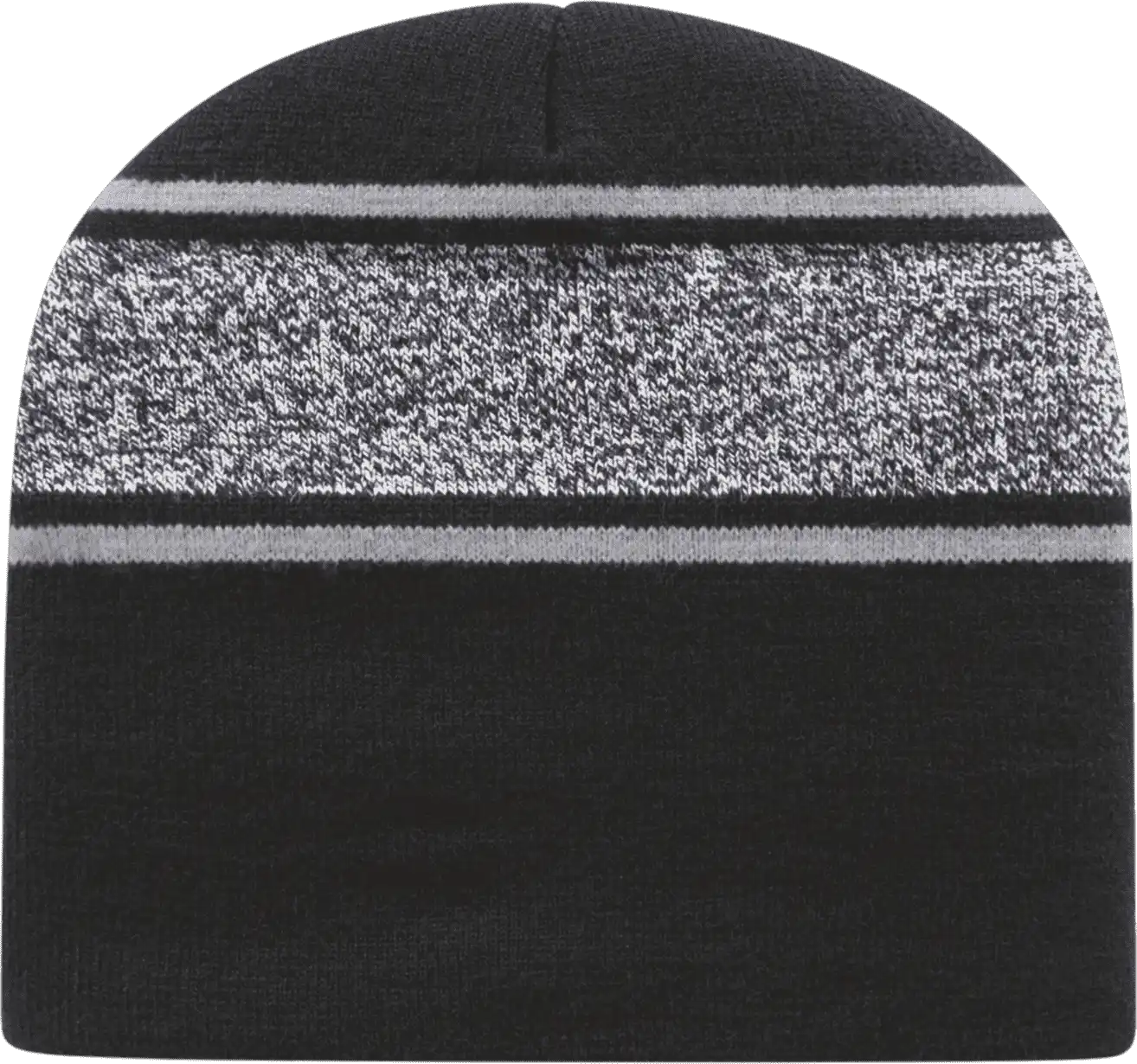 Cap America Rkv9 Usa Made Variegated Striped Beanie - Black Silver