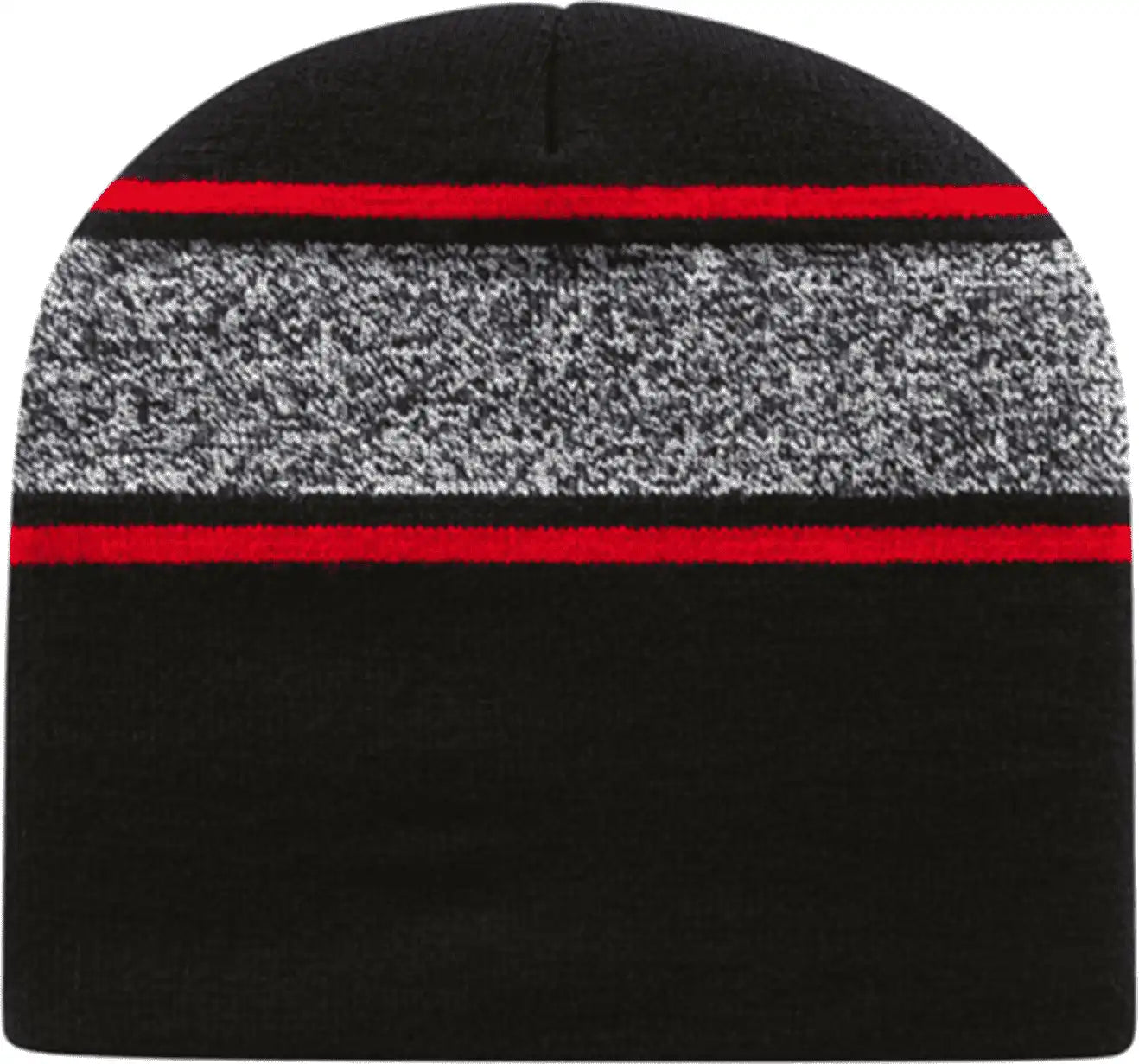 Cap America Rkv9 Usa Made Variegated Striped Beanie - Black True Red - one Size Fits Most