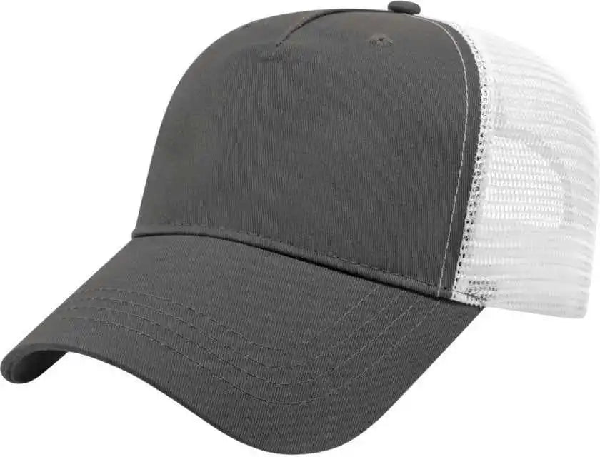 Cap America X600 x Tra Value Five Panel Mesh Back Charcoal White Dark Gray / one Size Fits Most