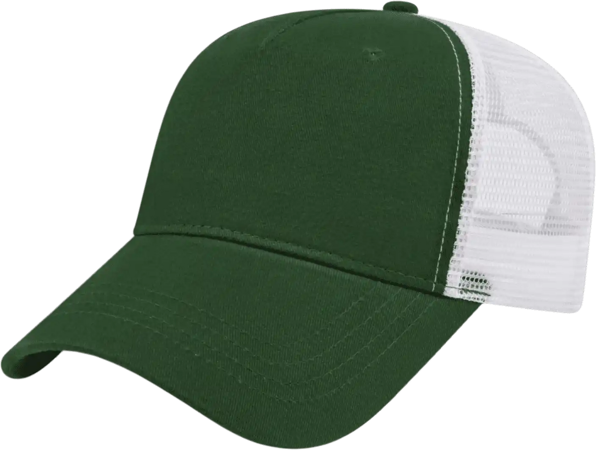 Cap America X600 x Tra Value Five Panel Mesh Back Dark Green White / one Size Fits Most