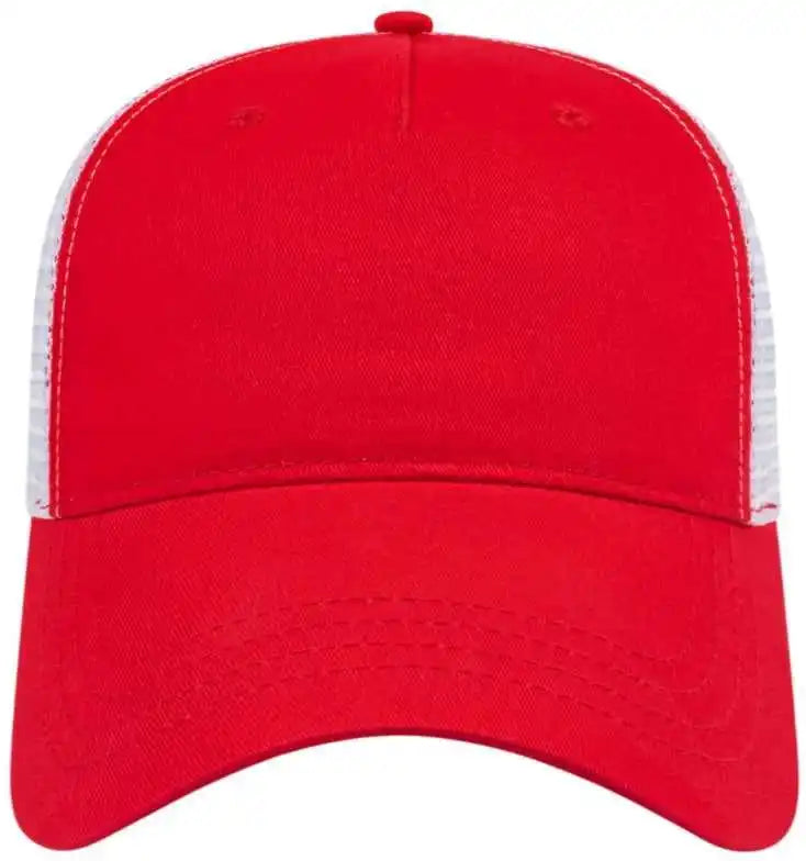 Cap America X600 x Tra Value Five Panel Mesh Back Red White / one Size Fits Most