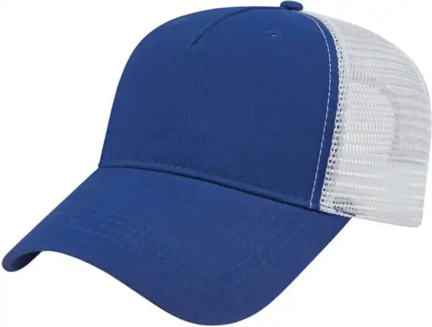 Cap America X600 x Tra Value Five Panel Mesh Back Royal White / one Size Fits Most