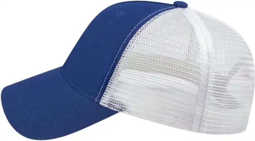 Cap America X600 x Tra Value Five Panel Mesh Back Royal White / one Size Fits Most