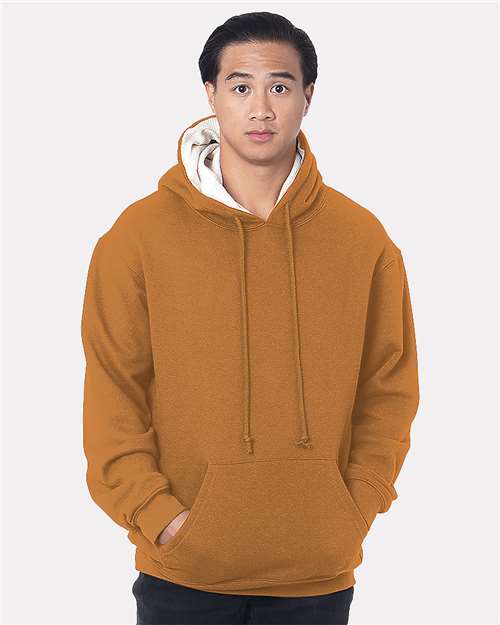 Caramel Brown/ Cream USA-Made Super Heavy Thermal Lined Hooded Sweatshirt - 930