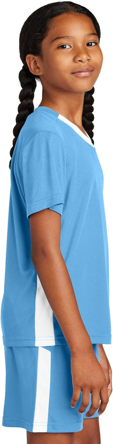 CarBl/Wht Sport-Tek Youth Competitor United V-Neck YST101