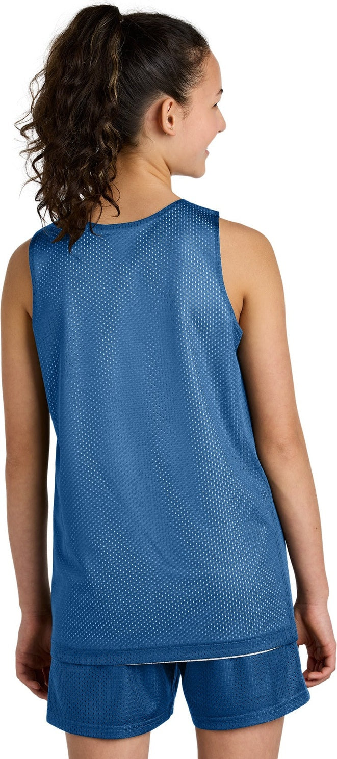 CarBl/Wht Sport-Tek Youth PosiCharge Reversible Mesh Tank YST5000