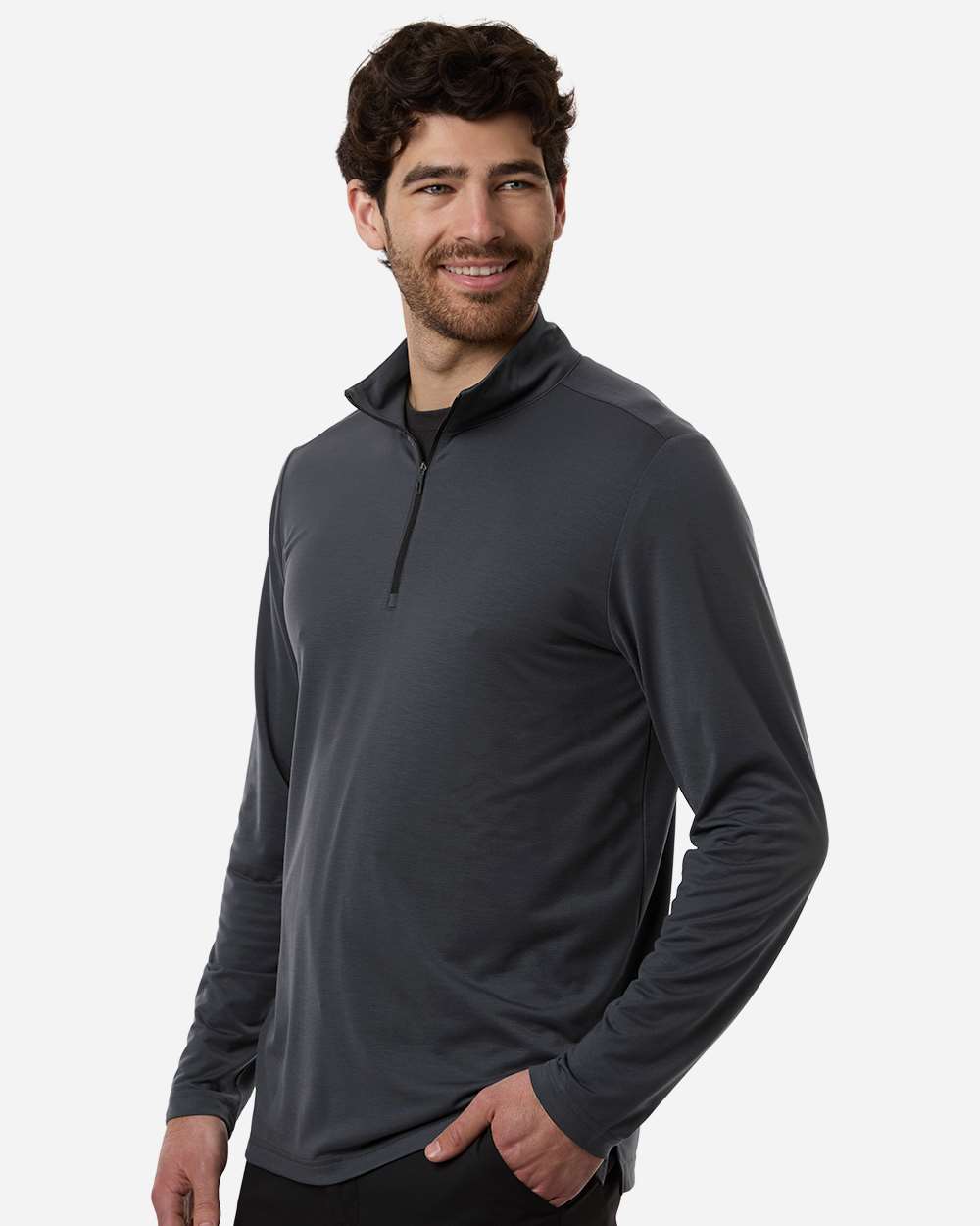 Carbon/ Black Men's JAQ Stretch Performance Quarter-Zip - NE405 plain