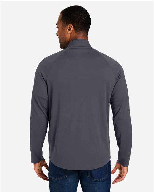 Left View of Carbon/ Black Men's Origin Performance Pique Quarter-Zip Pullover - CE418