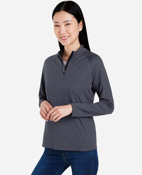Carbon/ Black Women&#39;s Origin Performance Pique Quarter-Zip Pullover - CE418W