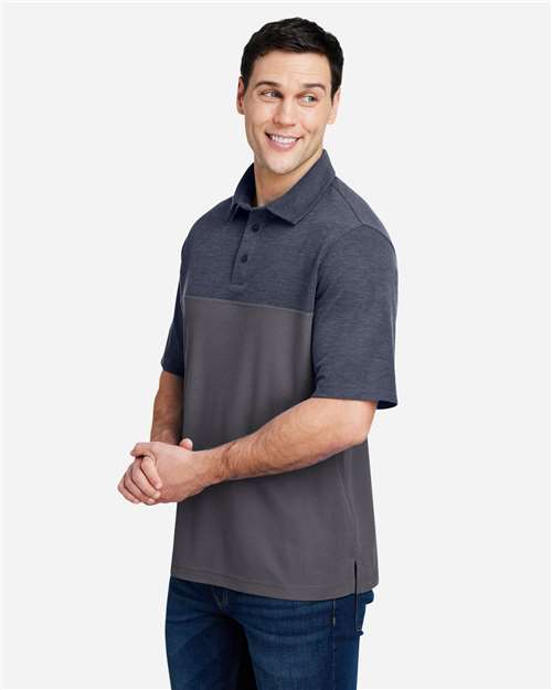 Carbon/ Classic Navy Heather Men's Fusion ChromaSoft™ Colorblock Polo - CE112C